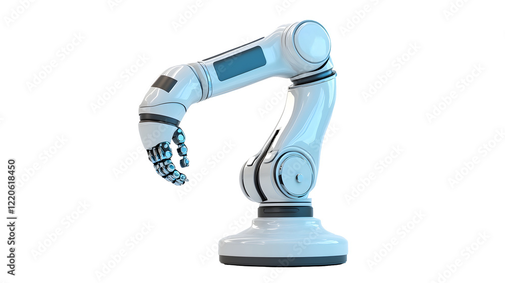Aufkleber blue robotic arm with emotive face futuristic ai powered automation technology