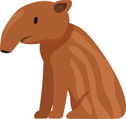 Adorable illustration of a south american tapir sitting peacefully, its distinctive stripes and long snout adding to its charm