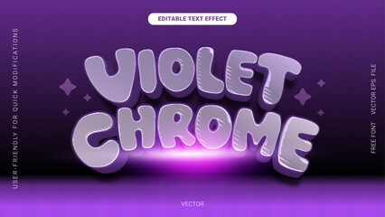 Obraz premium Vibrant Violet Chrome Text Effect for Trendy Digital Designs and Creative Typography Projects