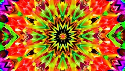 Vibrant Kaleidoscope Abstract Colorful Starburst Design