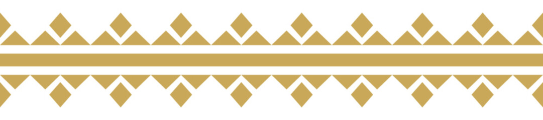 Gold ethnic ornament with geometric tribal border pattern.