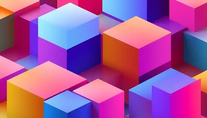 Abstract Colorful Cubes Geometric Pattern Design