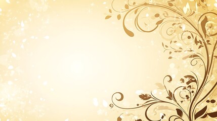 Elegant Golden Floral Design Background With Sparkle