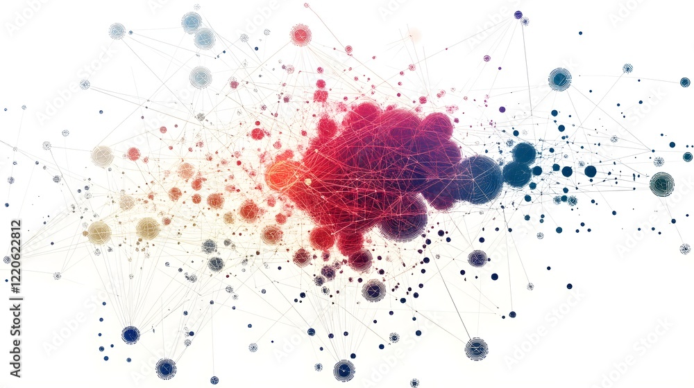 Poster a colorful, abstract image of a network of dots and lines. the image is vibrant and dynamic, with a 