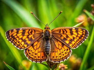 Fototapeta premium Boloria selene Butterfly, German Eifel Mountains, Nature Photography, Wildlife, Insect