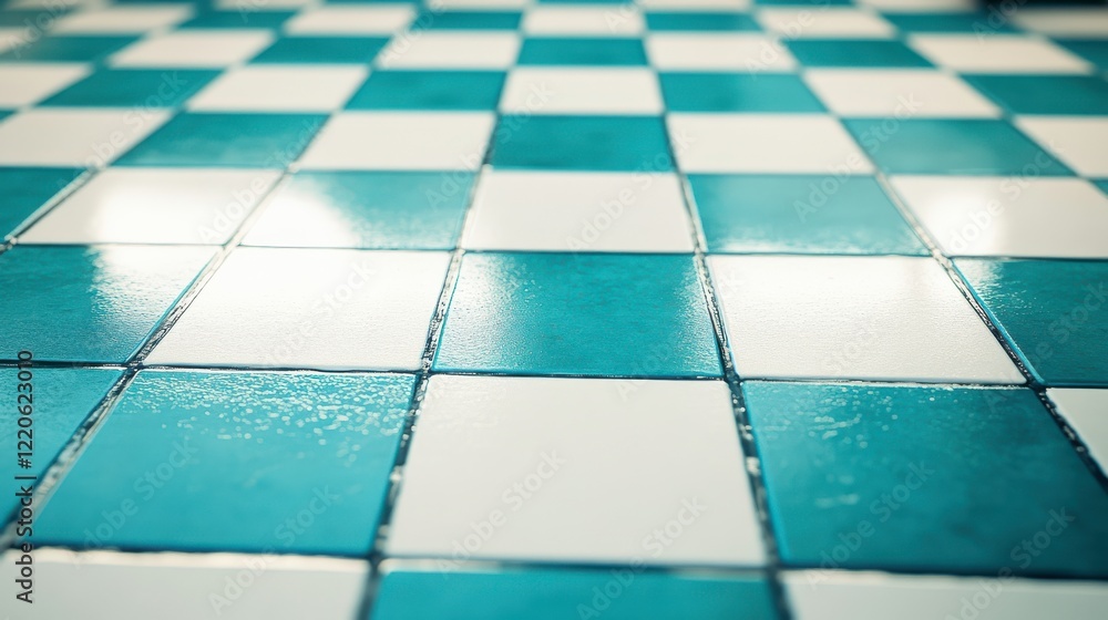 Poster checkerboard pattern in a diner with subtle textures