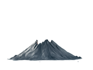 Isolated Dark Volcanic Mountain with Smoke Plume