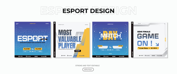 E-sport social media post template vector. Esports Gaming New Player Social Media Post Design Template