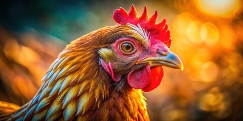 Fototapeta premium Majestic Hen Portrait: High-Resolution Farm Animal Stock Photo