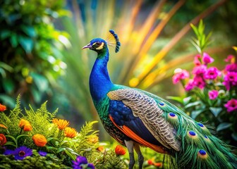 Obraz premium Majestic Peacocks in Nature's Embrace: Stunning Wildlife Photography