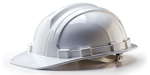 Fototapeta premium Crisp, high-resolution image of a pristine white hard hat, isolated on a transparent background; perfect for construction or architectural projects.