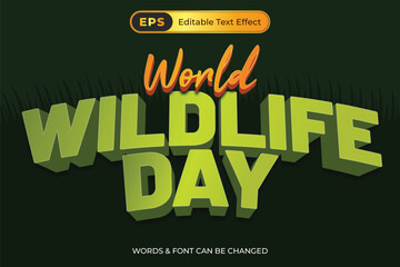 A poster for World Wildlife Day with editable text effect