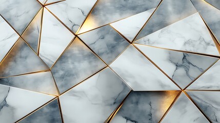 Abstract Geometric Marble Pattern with Gold Accents