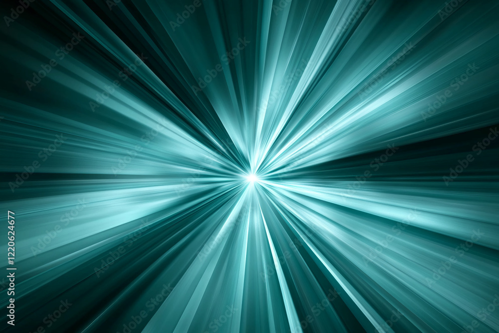 Poster abstract green light burst with dynamic radiating lines. business background