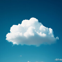 Solitary Cumulus Cloud Against Azure Sky
