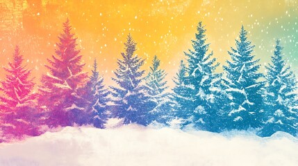 Obraz premium Colorful snowy forest winter wonderland
