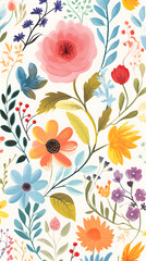 Digital vintage dreamy watercolor floral abstract graphic poster background