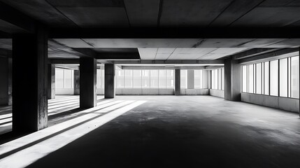 Conceptual architecture for an unoccupied office space.