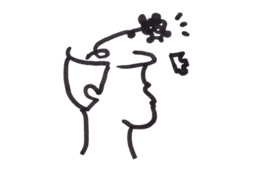 Black pencil drawing with ideas about mental health and psychotherapy.