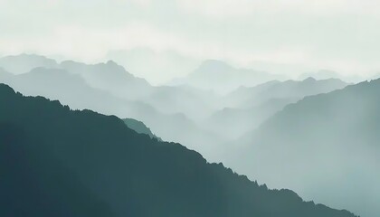 Misty Mountains Enveloped In Serene Foggy Haze