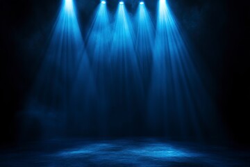 Dark blue background with light beams and glowing lines, creating an abstract, tech-inspired visual effect. The glowing lines create depth in the dark space.