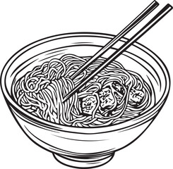 illustration of a bowl of noodles with chopsticks
