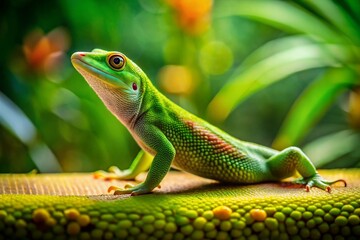 Fototapeta premium Candid Gecko Yoga Pose: Peaceful Reptile Stretching in Nature