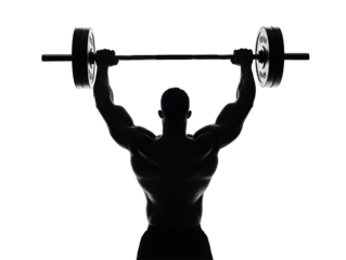 Isolated Silhouette of Weightlifter Lifting Barbell