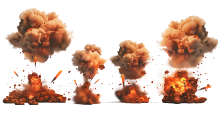 Set of explosions, isolated on white background