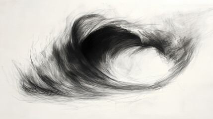 Obraz premium A charcoal sketch of a dramatic ocean wave, powerful lines capturing the motion, subtle shading creating depth and texture