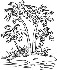 Serene Tropical Palm Trees Standing Calmly on a Small Island by the Rippling Water