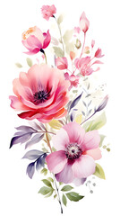 Obraz premium Digital vintage watercolor flower abstract graphic poster background