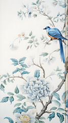 Digital vintage watercolor chinoiserie pattern abstract graphic poster background