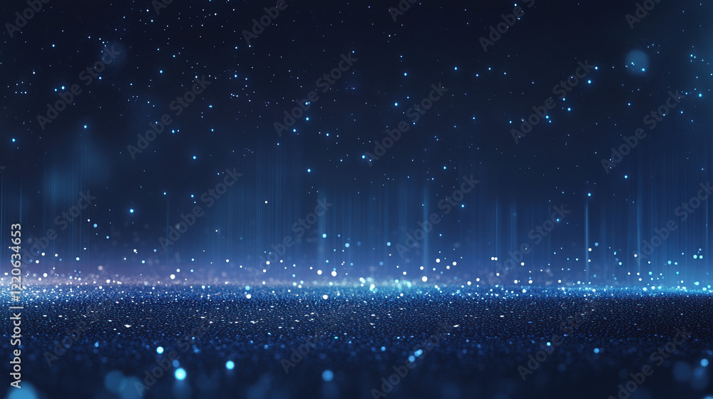 Sticker dark blue background with glowing dots and connecting lines forming an abstract night sky pattern, c