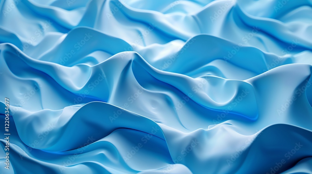 Poster a 3d rendering of a soft, flowing, blue surface, creating an abstract and visually appealing backgro