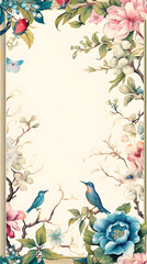 Digital vintage watercolor chinoiserie pattern abstract graphic poster background