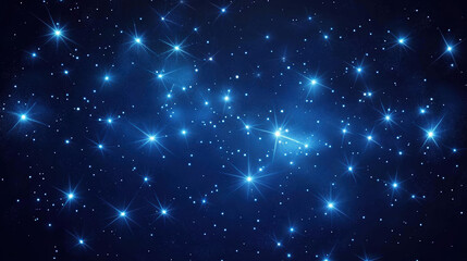 Obraz premium Dark blue background with glowing dots and connecting lines forming an abstract night sky pattern, creating the impression of stars in space. 