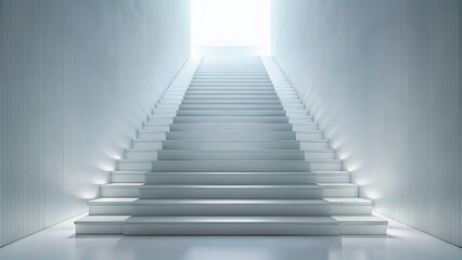 Clean White Staircase Isolated on Transparent Background - Perfect for Mockups & Design Projects