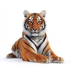 Fototapeta premium 3D Tiger Isolated and White Background