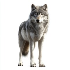 3D Wolf Isolated and White Background