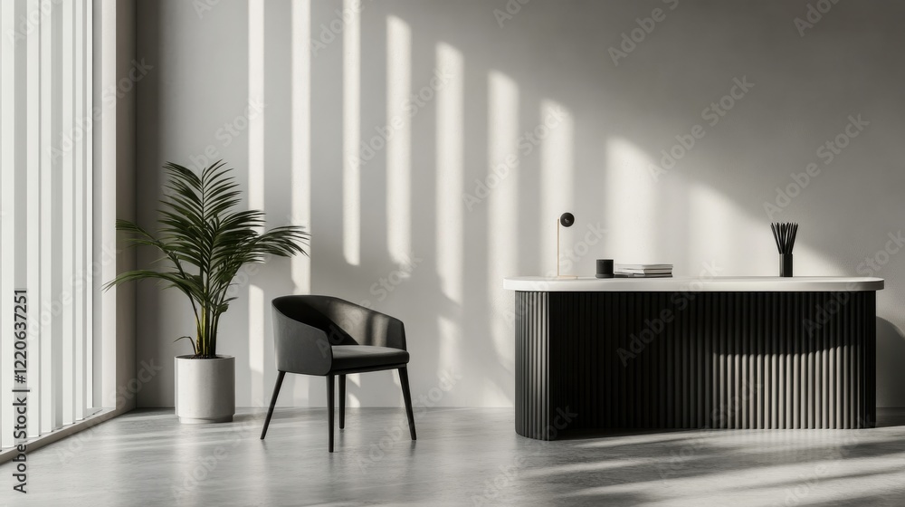 Poster modern office space with dynamic lines and soft light