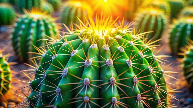 Close-up Drone Shot of Echinopsis Calochlora Cactus Spines - Desert Botanical Detail