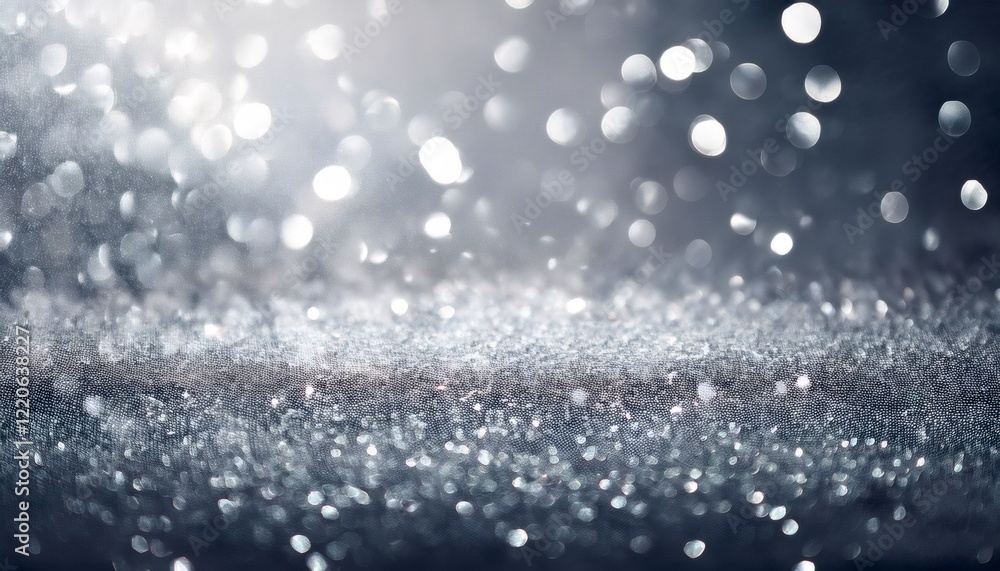 Poster defocused silver glitter texture sparkling with abstract bokeh background creating a festive and gla