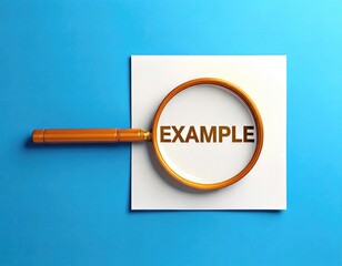 Magnifying Glass on White Paper: 'Example' in a Minimalist Style
