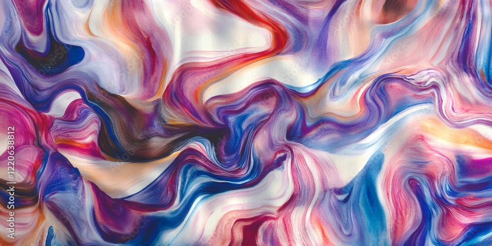 Poster vibrant paint swirling and blending, creating dynamic marble like texture with fluid color transitio
