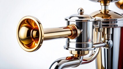 Close-up of Coffee Maker Horn Isolated on White Background - Perfect for Kitchen Appliance Stock Photos