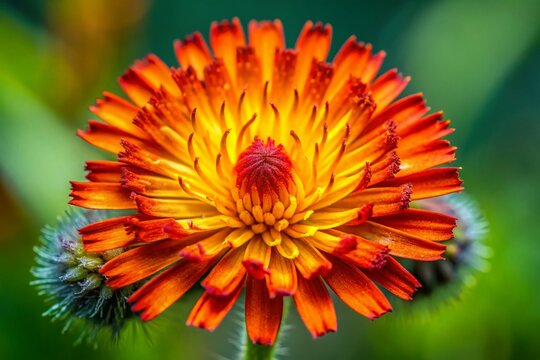 Close-up of Devil's Paintbrush Flower Head - Vibrant Orange Wildflower Macro Photography