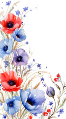Digital vintage watercolor floral bouquet abstract graphic poster background