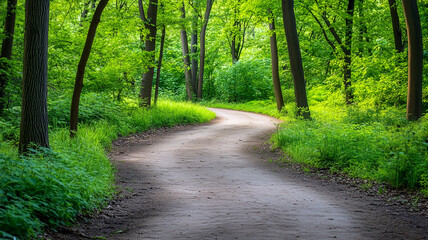 Fototapeta premium Winding Path Through Lush Green Forest