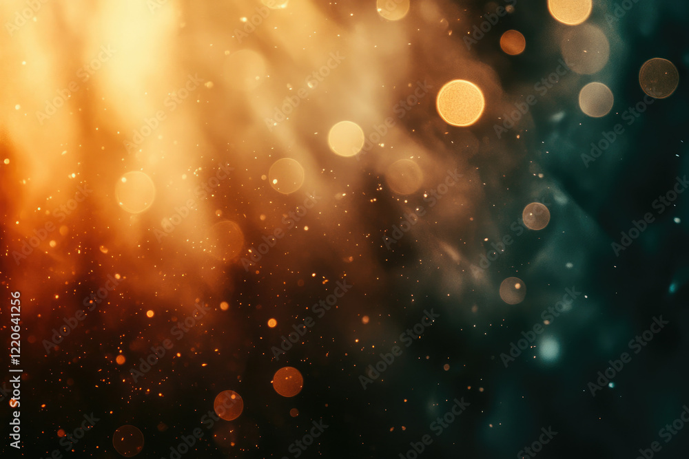Aufkleber Abstract bokeh background with warm and cool tones, featuring glowing circles and particles.